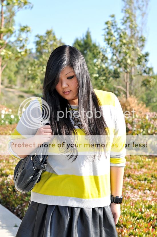 plus size neon and leather skirt outfit