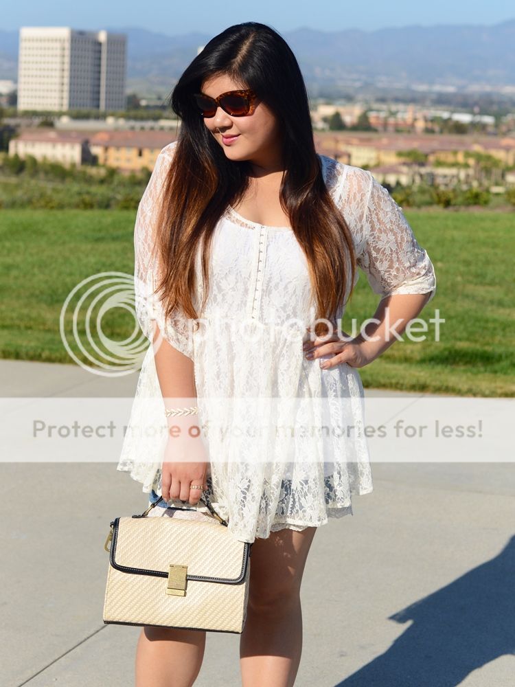 Curvy Girl Chic Plus Size Fashion Blog Lace on Lace Outfit - Simply Be Lace Trimmed Denim Shorts