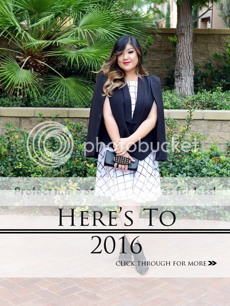 Curvy Girl Chic Plus Size Fashion Blog Monochrome Black and White Outfit Checkered Dress and Cape Blazer