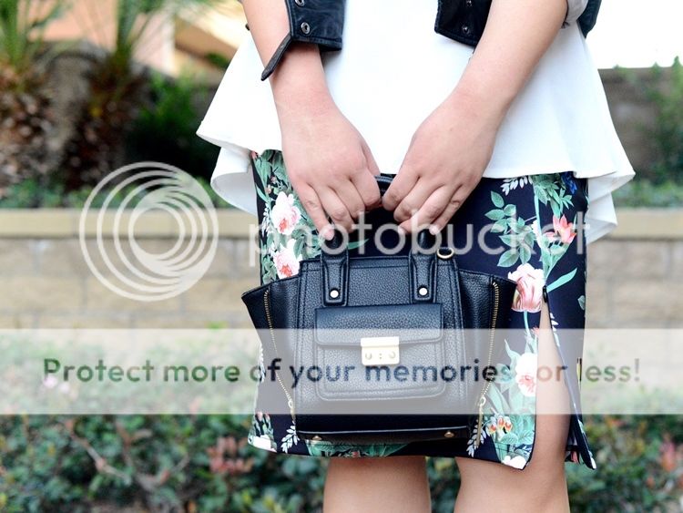 Curvy Girl Chic Plus Size Fashion Blog Floral Skirt Leather Jacket Winter Outfit Idea