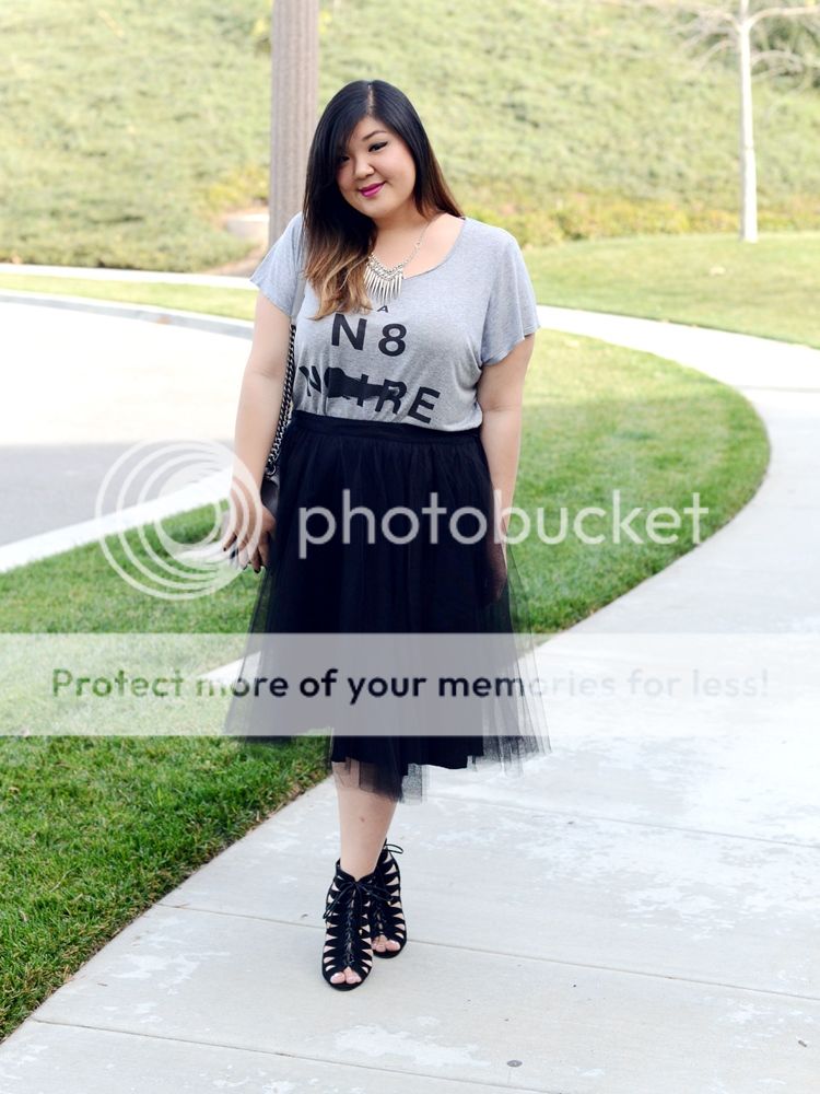Curvy Girl Chic Plus Size Fashion Blog The Girl That Loves tulle skirt Chanel Boy Bag