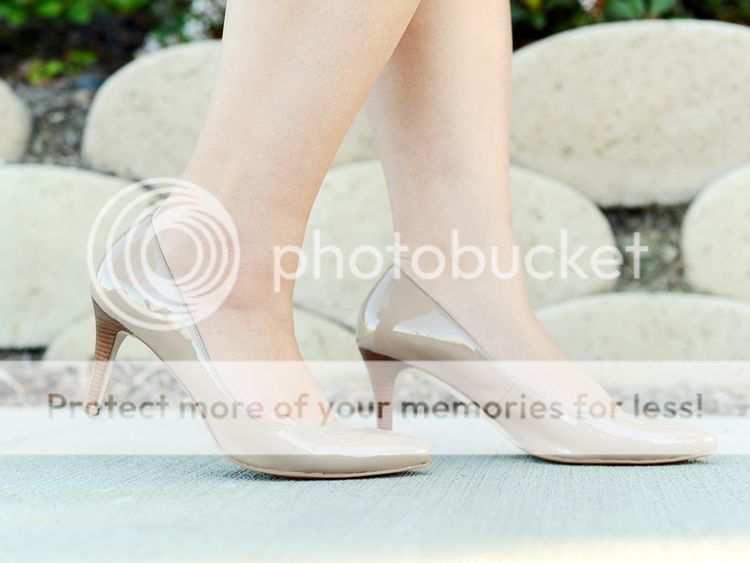 Curvy Girl Chic Plus Size Fashion Blog Neiman Marcus Last Call Cole Haan Nude Patent Pumps