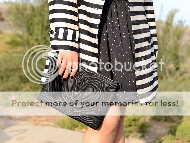 Curvy Girl Chic Plus Size Fashion Blog Banana Republic Striped Trench and Star Print Dress