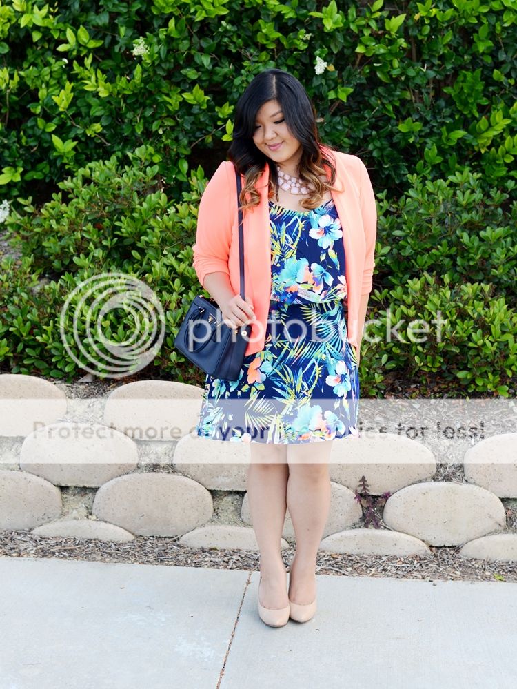Curvy girl Chic Plus Size Fashion Blog Charlotte Russe Plus Size Junior Clothing Tropical Print Dress