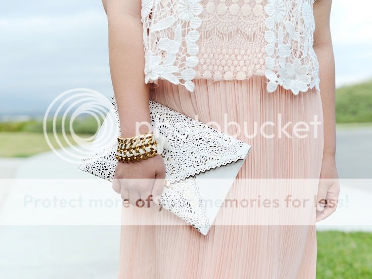 Curvy Girl Chic Plus Size Fashion Blog Charlotte Russe Plus Crochet Cardigan and Pink Pech Pleated Dress