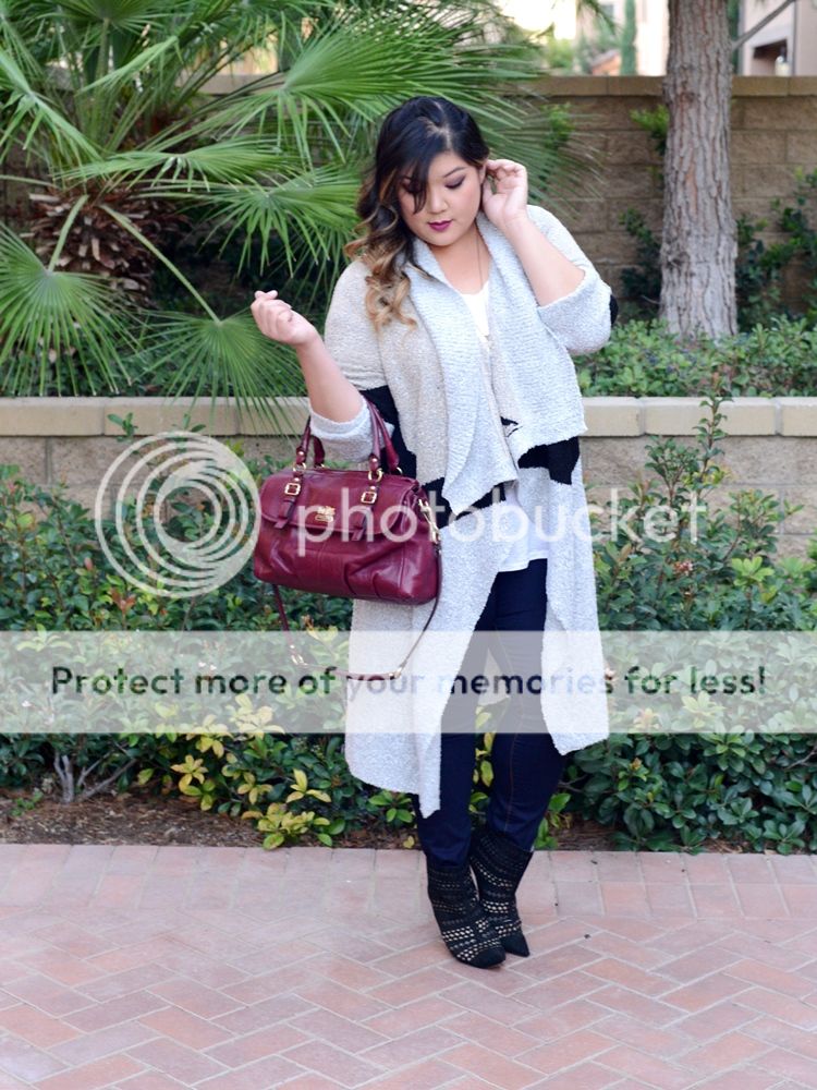 Curvy Girl Chic Plus Size Fashion Blog Long Sweater Cardigan with Jeans