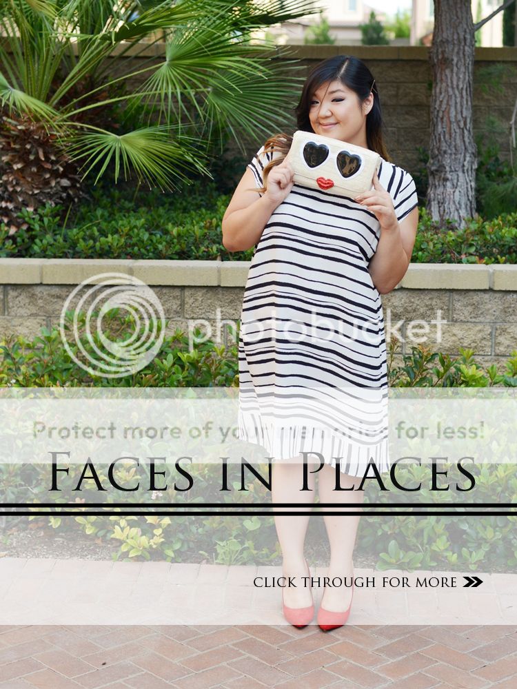 Curvy Girl Chic Plus Size Fashion Blog Striped Eloquii Dress and Kate Spade Clutch