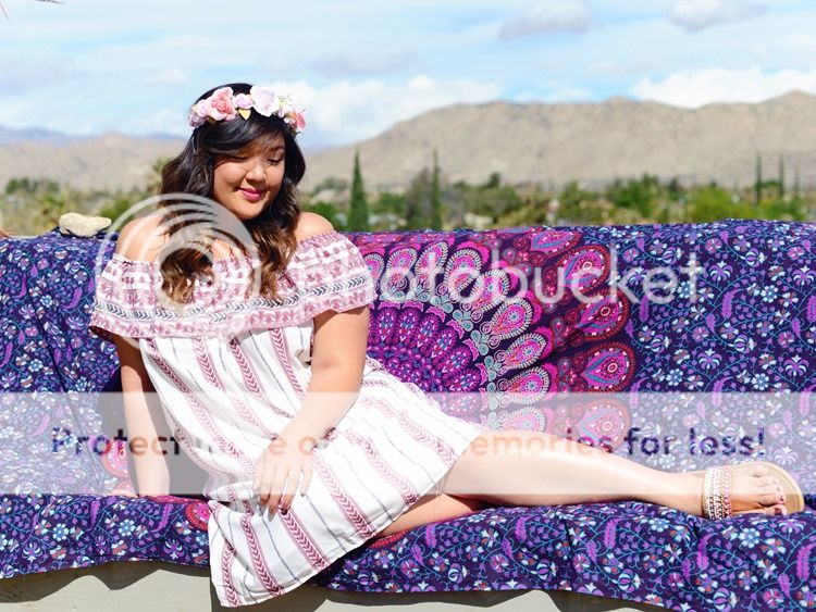 Curvy Girl Chic Plus Size Fashion Blog Coachella Festival Fashion Lookbook Off Shoulder Dress