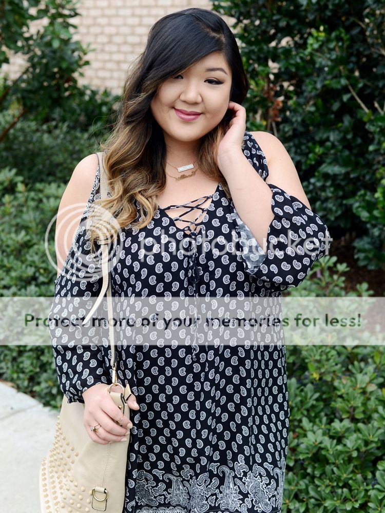 Curvy Girl Chic Plus Size Fashion Blog Charlotte Russe Cold Shoulder Dress and Eloquii Ankle Boots