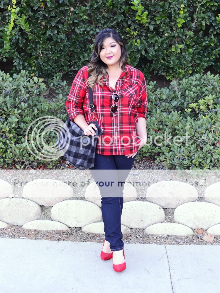 Curvy Girl Chic Plus Size Fashion Blog Target Ava and Viv Maximum Impact Minimum Effort Holiday Looks Red Plaid Casual