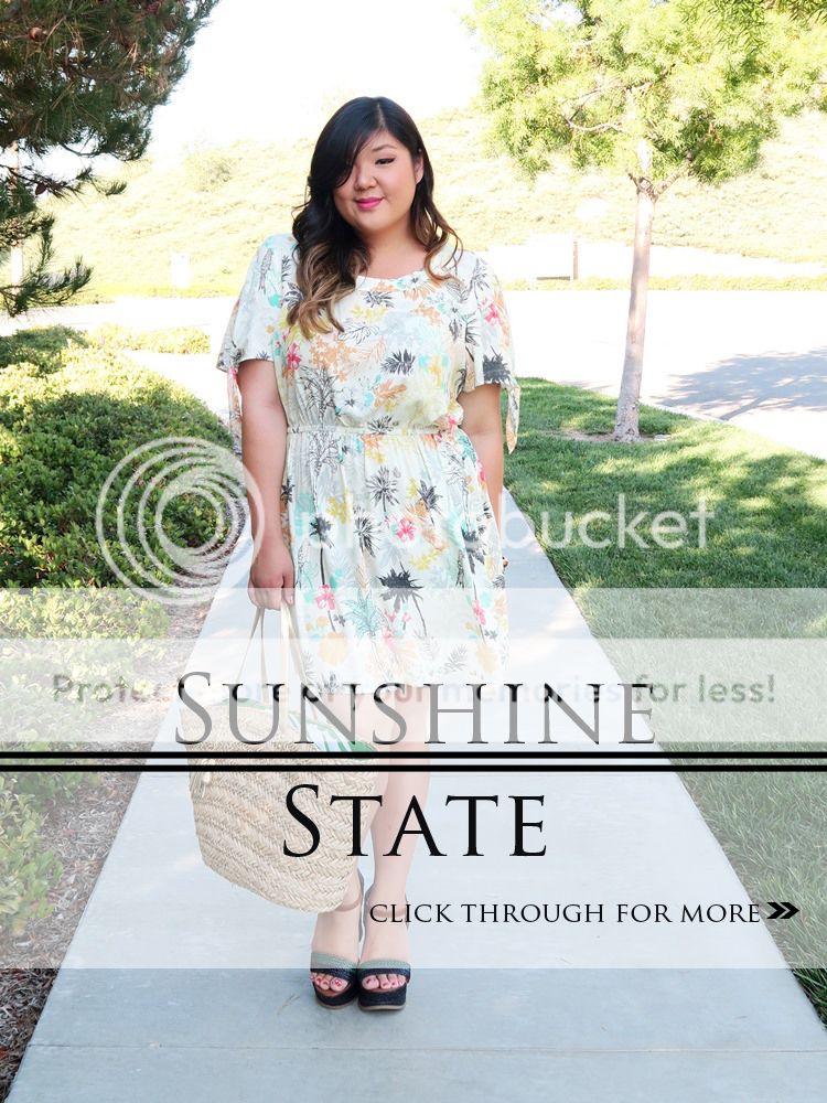 Curvy Girl Chic Plus Size Fashion Blog Yellow Palm Print Dress from Gwynnie Bee