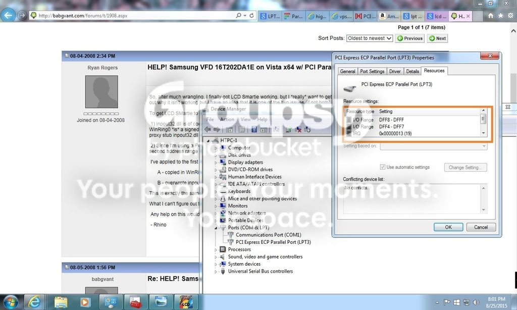 Solved: LCDSmartie on PCIe Parallel Port/LPT card VFD, 64 bit OS | AVS ...